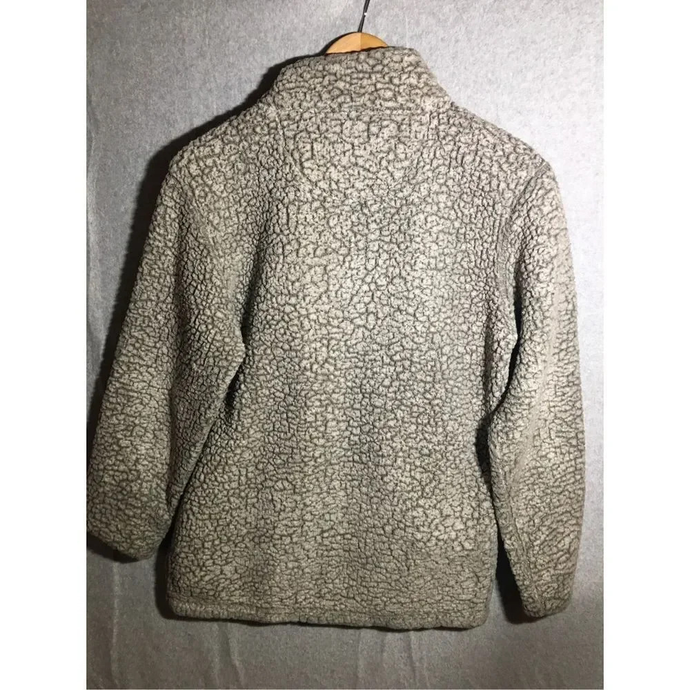 Womens Simply Southern Jacket Sherpa Quarter Zip Dark Grey Winter Faux Leather - Picture 7 of 7
